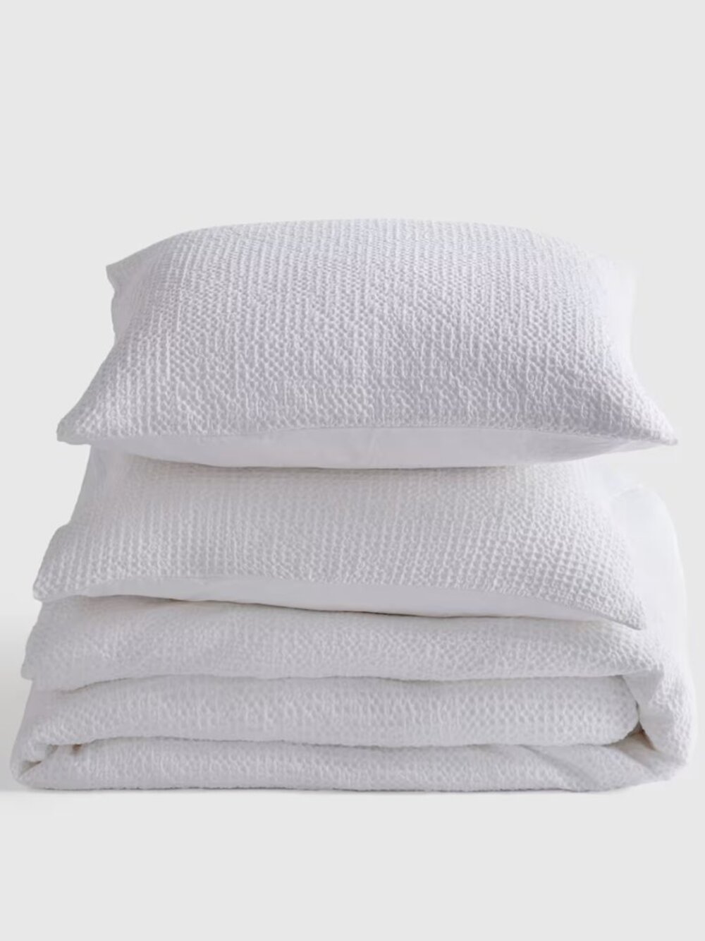 QUINCE Organic Luxe Honeycomb Duvet Cover Set QUEEN in WHITE NWOT